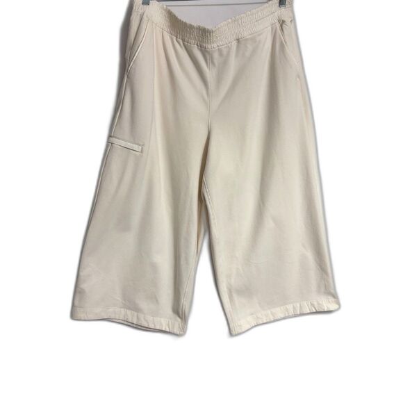 Athleta Pants - Athleta Triumph Hybrid Wide Leg Crop Pants 1X Plus Size White Magnolia Yoga